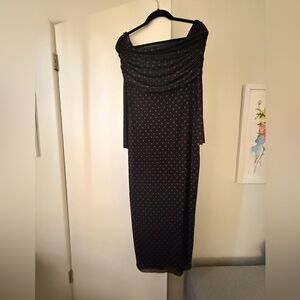 Black Off-Shoulder Dress with Polka Dots AFRM